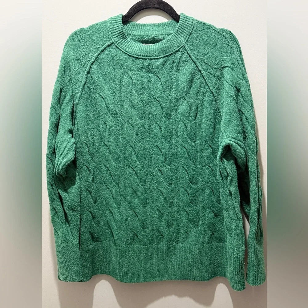 Areie Unreal Cable Knit Crew   Sweater - Emerald - Picture 2 of 5